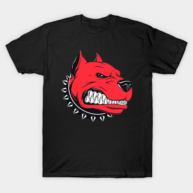 Angry Red Dog T-Shirt by Art by Awais Khan